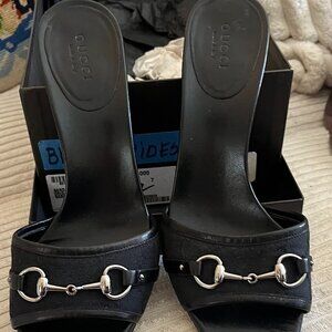 Gucci Shoes/ Slides, Black with 3 1/4" heel Size 7B